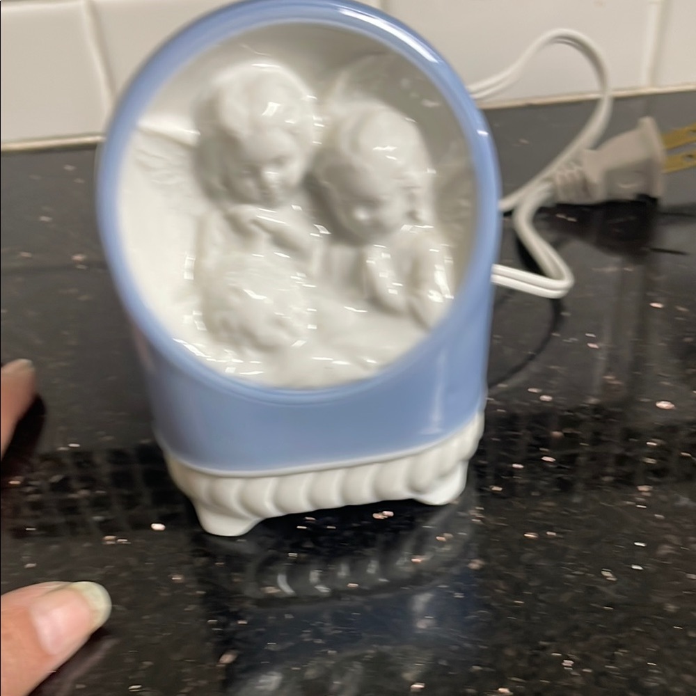 Blue and White Angelic Ceramic Night Light